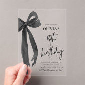 Invitations En Acrylique Elégante aquarelle Black Bow 16e fête d'anniversai (In situ (ordinateur de poche))