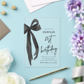 Invitations En Acrylique Elégante aquarelle Black Bow 21e fête d'anniversai (Insitu (Mariage))