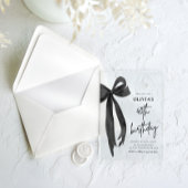Invitations En Acrylique Elégante aquarelle Black Bow 40e fête d'anniversai