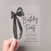 Invitations En Acrylique Elégante aquarelle Black Bow fête d'anniversaire (In situ (ordinateur de poche))