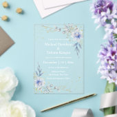 Invitations En Acrylique élégante aquarelle bleu foncé mariage (Insitu (Mariage))