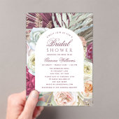 Invitations En Acrylique Elégante aquarelle Boho Fête des mariées florale (In situ (ordinateur de poche))