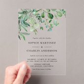 Invitations En Acrylique Elégante aquarelle Eucalyptus Mariage vert (In situ (ordinateur de poche))