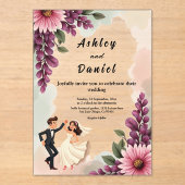 Invitations En Acrylique Elégante aquarelle Floral Bride Groom Chic Mariage (Recto)