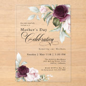Invitations En Acrylique Elégante aquarelle Floral Fête des mères (Recto)
