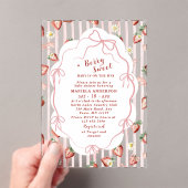 Invitations En Acrylique Elégante Aquarelle Fraise fille Baby shower dans (In situ (ordinateur de poche))