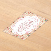 Invitations En Acrylique Elégante Aquarelle Fraise fille Baby shower dans (Poser)