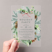 Invitations En Acrylique Elégante aquarelle hiver verdure fête de vacances (In situ (ordinateur de poche))