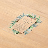 Invitations En Acrylique Elégante aquarelle hiver verdure fête de vacances (Poser)