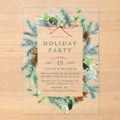 Invitations En Acrylique Elégante aquarelle hiver verdure fête de vacances (Recto)
