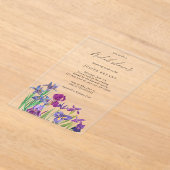 Invitations En Acrylique Elégante aquarelle Iris fleur nuptiale douche (Poser)