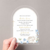 Invitations En Acrylique Elégante aquarelle moderne Baptême d'ange Bleu (In situ (ordinateur de poche))