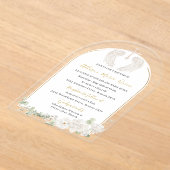 Invitations En Acrylique Elégante Aquarelle moderne Beige Angel Baptême Inv (Poser)