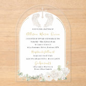 Invitations En Acrylique Elégante Aquarelle moderne Beige Angel Baptême Inv (Recto)