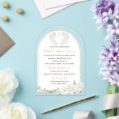 Invitations En Acrylique Elégante Aquarelle moderne Beige Angel Baptême Inv (Insitu (Mariage))