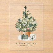 Invitations En Acrylique Elégante aquarelle Noël Arbre vacances (Recto)