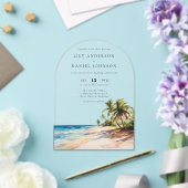 Invitations En Acrylique Elégante aquarelle Tropical Beach Wedding Arch (Insitu (Mariage))