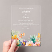 Invitations En Acrylique Elégante aquarelle tropicale Mariage floral (In situ (ordinateur de poche))