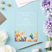 Invitations En Acrylique Elégante aquarelle tropicale Mariage floral (Insitu (Mariage))