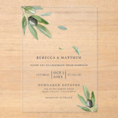 Invitations En Acrylique Elégante aquarelle verdure Mariage transparent (Recto)