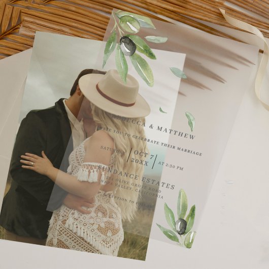 Invitations En Acrylique Elégante aquarelle verdure Mariage transparent