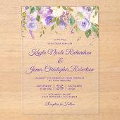 Invitations En Acrylique Elégante Aquarelle violette Florale Mariage modern (Recto)