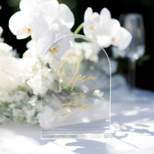 Invitations En Acrylique Élégante Arche à huile or en Arche Acrylique Open 