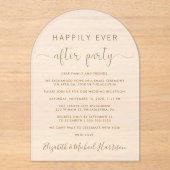 Invitations En Acrylique Elégante Arche de Script Or Réception de mariage F (Recto)