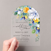 Invitations En Acrylique Elégante arche mariage fleurie jaune blanc (In situ (ordinateur de poche))