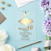 Invitations En Acrylique Elégante Ballerina Gold Parties scintillant Bokeh  (Insitu (Mariage))