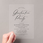 Invitations En Acrylique Élégante Black Calligraphy Script Graduation Party (In situ (ordinateur de poche))