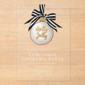 Invitations En Acrylique Élégante Black White Gold Cocktail Party (Recto)