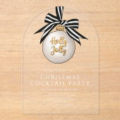 Invitations En Acrylique Élégante Black White Gold Cocktail Party (Recto)