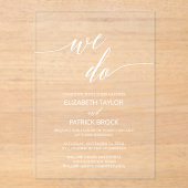 Invitations En Acrylique Élégante calligraphie Blanc Unique Nous faisons Ma (Recto)