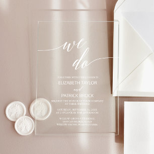 Invitations En Acrylique Élégante calligraphie Blanc Unique Nous faisons Ma