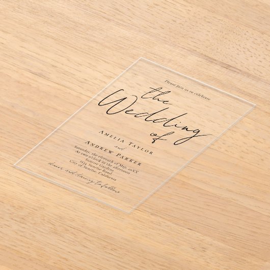 Invitations En Acrylique Élégante calligraphie de script Simple Mariage for (Poser)