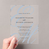 Invitations En Acrylique Élégante calligraphie Dusty Blue Monogram Mariage (In situ (ordinateur de poche))
