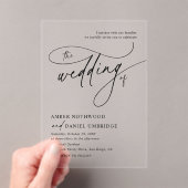 Invitations En Acrylique Élégante calligraphie noir et blanc Mariage de mon (In situ (ordinateur de poche))