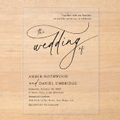 Invitations En Acrylique Élégante calligraphie noir et blanc Mariage de mon (Recto)