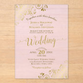 Invitations En Acrylique Élégante calligraphie or Lilac violet Mariage (Recto)