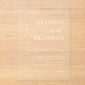 Invitations En Acrylique Élégante calligraphie Simple Mariage transparent (Recto)