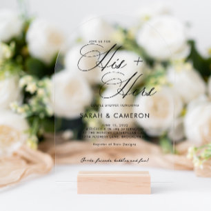 Invitations En Acrylique Élégante calligraphie Son Arc De Douche Couple