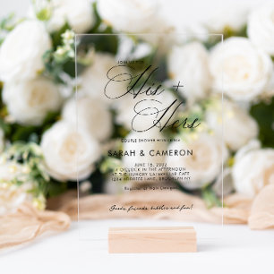 Invitations En Acrylique Élégante Calligraphie Son Sa Couple Baby Shower