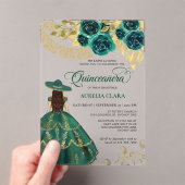 Invitations En Acrylique Élégante Charra Quinceañera Floral Emerald Green (In situ (ordinateur de poche))