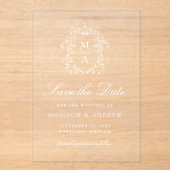 Invitations En Acrylique Élégante Chinoiserie Mariage Enregistrer la date (Recto)