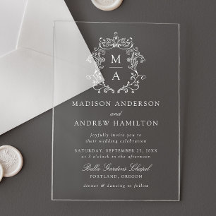 Invitations En Acrylique Élégante Chinoiserie Victorian Floral Mariage