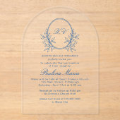 Invitations En Acrylique Élégante Cimetière Bleue Formal Quinceañera (Recto)