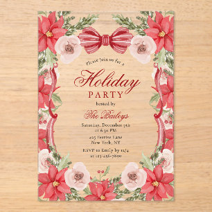 Invitations En Acrylique Élégante Coquette Fête de Noël Florale