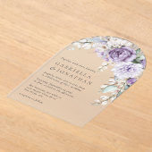 Invitations En Acrylique Elégante couleur violet moderne Mariage floral (Poser)