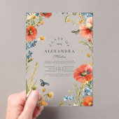 Invitations En Acrylique Élégante Dainty Fleur sauvage fête de graduation (In situ (ordinateur de poche))